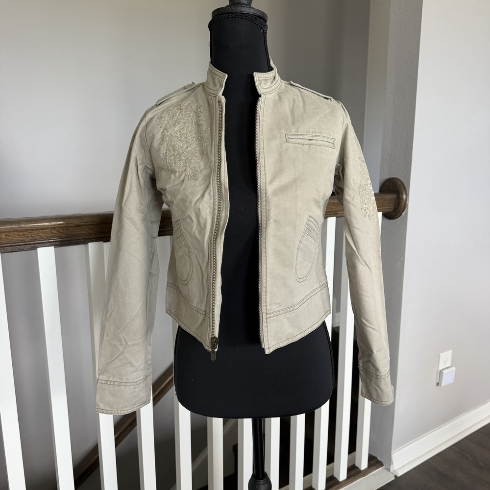 Old Navy Girls Biker Moto Sequin 90s Y2K Jacket Large 10/12 Green Vintage